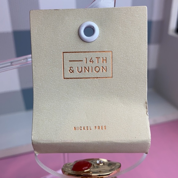 Nordstrom 14th & Union Molten Coin Stretch Bracelet Gold Orange - Picture 6 of 10